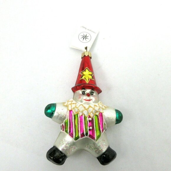 Christopher Radko Glass Snowman in Red Hat 6" Star Ornament with Tag 1996 - Picture 1 of 7